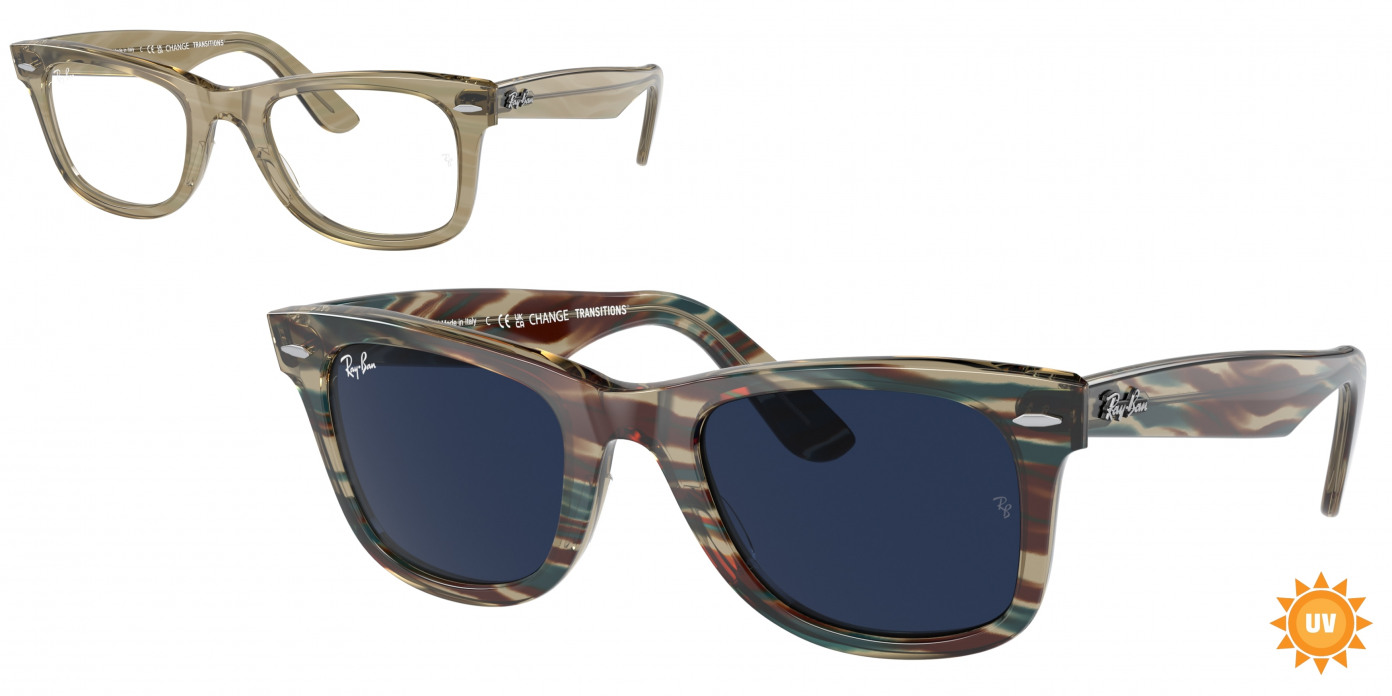 Ray-ban Wayfarer RB2140 1387GG Photo Striped Grey (Clear/Blue)