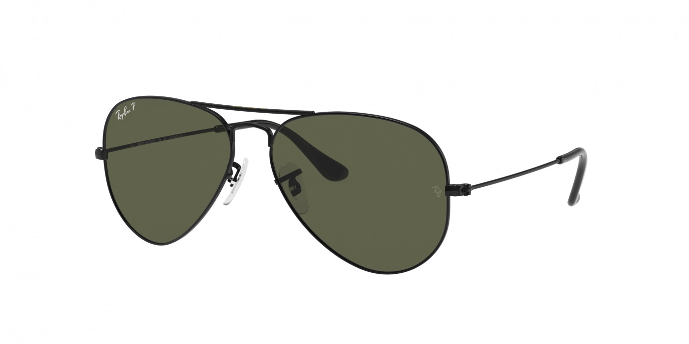 Ray-ban Aviator Large Metal RB3025 002/58 Black Polarized (Polarized Green Classic G-15)