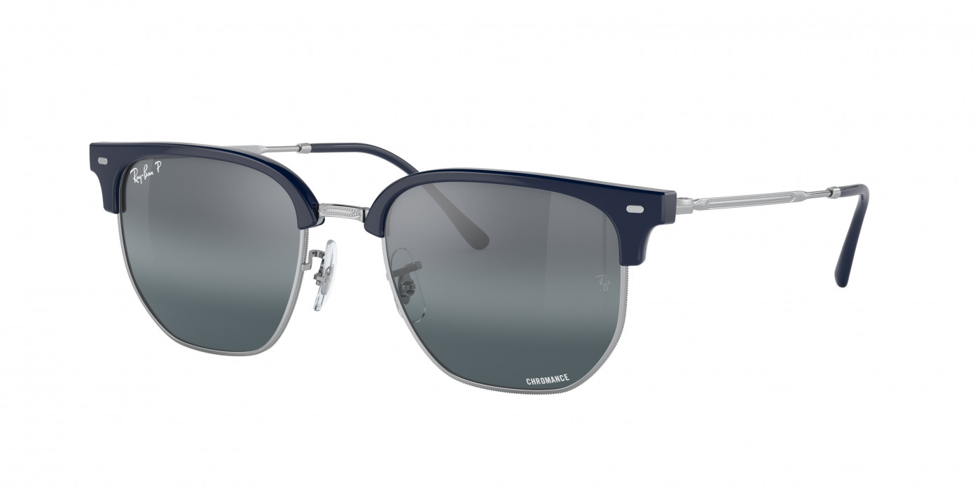 Ray-ban New Clubmaster RB4416 6656G6 Blue On Silver Polarized (Blue Mirror)