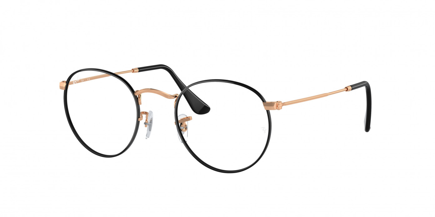 Ray-ban Round Metal RX3447V 3173 Black On Rose Gold