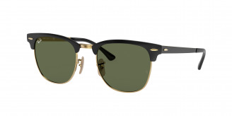 Ray-ban Clubmaster Metal RB3716 187 Black On Gold (Green Classic G-15)