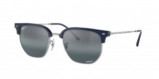Ray-ban New Clubmaster RB4416 6656G6 Blue On Silver Polarized (Blue Mirror)