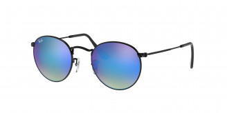 Ray-ban Round Metal RB3447 002/4O Black (brown gradient mirror blue)