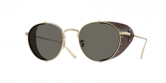 Oliver Peoples Cesarino-l OV1323SM 5145R5 Gold/sequoia Leather (Carbon Grey)