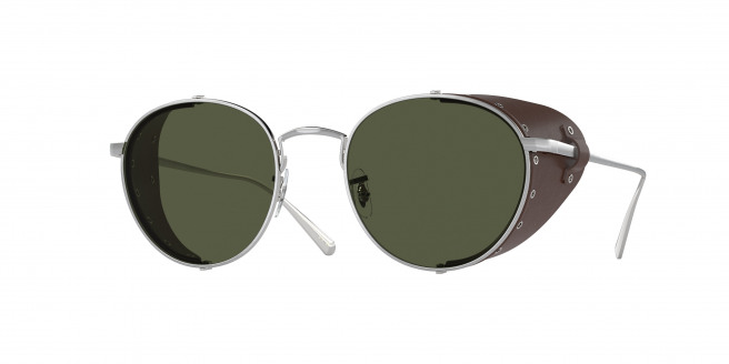 Oliver Peoples Cesarino-l OV1323SM 525452 Brushed Silver/sequoia Leather (G-15)