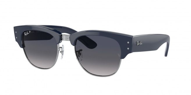 Ray-ban Mega Clubmaster RB0316S 136678 Blue On Silver Polarized (Blue)