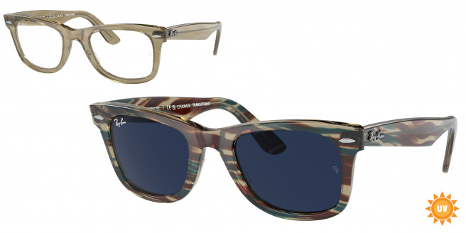 Ray-ban Wayfarer RB2140 1387GG Photo Striped Grey (Clear/Blue)
