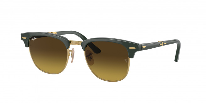 Ray-ban Clubmaster Folding RB2176 136885 Green On Gold (Brown)