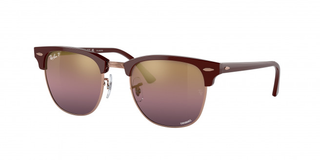 Ray-ban Clubmaster RB3016 1365G9 Bordeaux On Rose Gold Polarized (Red)