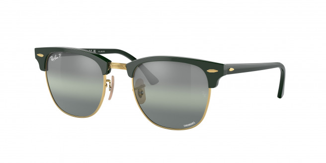 Ray-ban Clubmaster RB3016 1368G4 Green On Gold Polarized (Silver/Green)