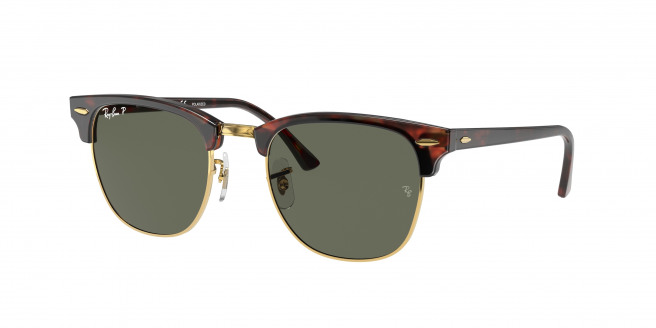Ray-ban Clubmaster RB3016 990/58 Tortoise On Gold Polarized (Green)