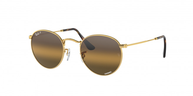 Ray-ban Round Metal RB3447 001/G5 Gold Polarized (Clear/Brown)