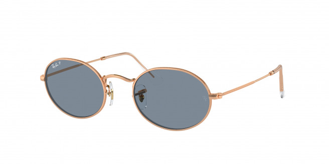 Ray-ban Oval RB3547 9202S2 Rose Gold Polarized (Blue)