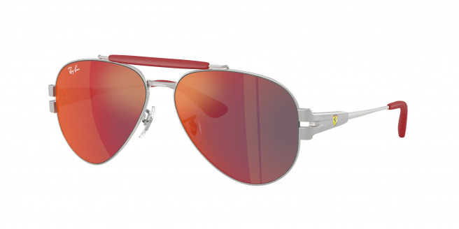 Ray-ban Ferrari  RB3762M F1256P Silver (Dark Grey Mirror Blue/Red)