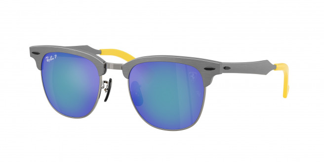 Ray-ban Ferrari  RB3807M F1134L Brushed Grey On Gunmetal Polarized (Polarized Grey Mirror Blue)