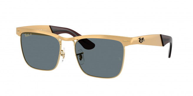 Ray-ban Wayfarer Deluxe RB3875 92763R Sandblasted Legend Gold Polarized (Dark Blue Polar)