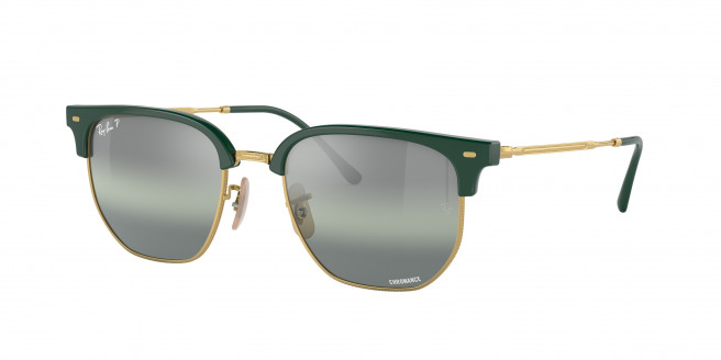 Ray-ban New Clubmaster RB4416 6655G4 Green On Gold Polarized (Silver/Green)