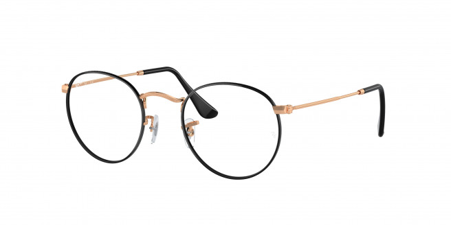 Ray-ban Round Metal RX3447V 3173 Black On Rose Gold