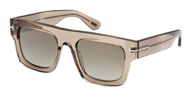 Tom Ford Fausto FT0711 47Q Light Brown/other / Green Mirror