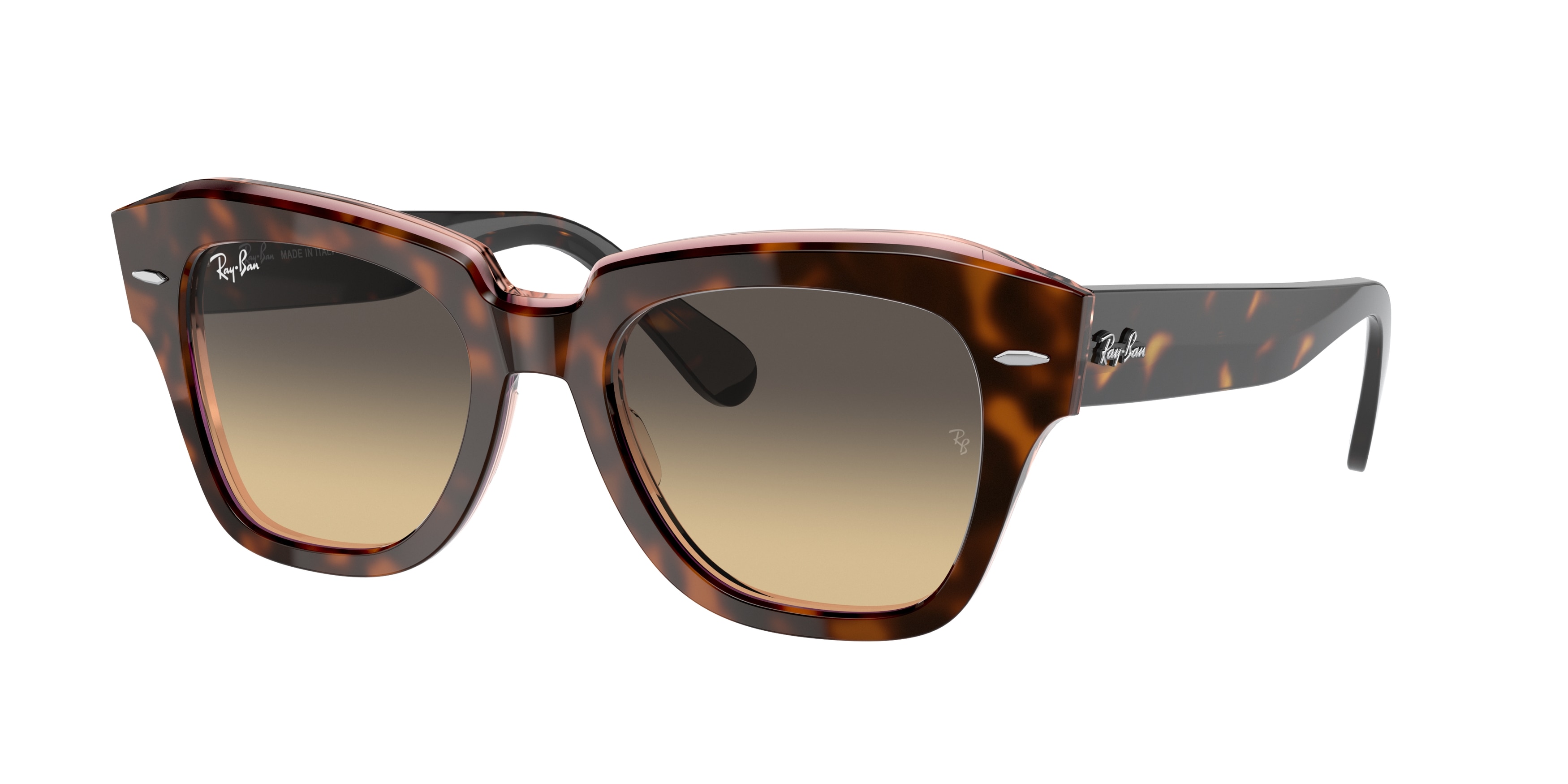 Ray-ban State Street RB2186 1324BG Havana On Transparent Pink (Brown/Blue Gradient)