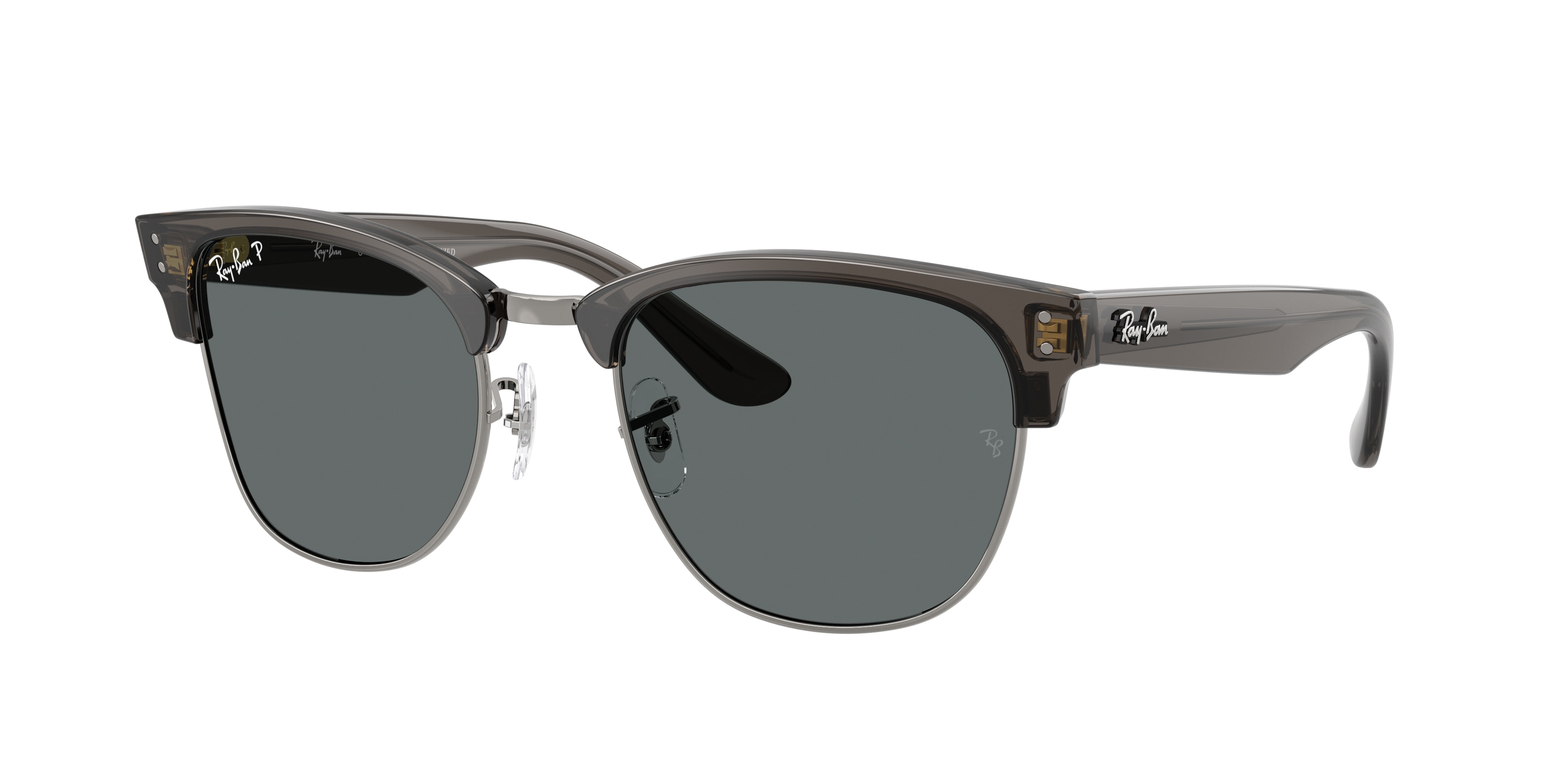 Ray-ban Clubmaster Reverse RBR0504S 670781 Transparent Dark Grey On Gunmetal Polarized (Polar Dark Grey)