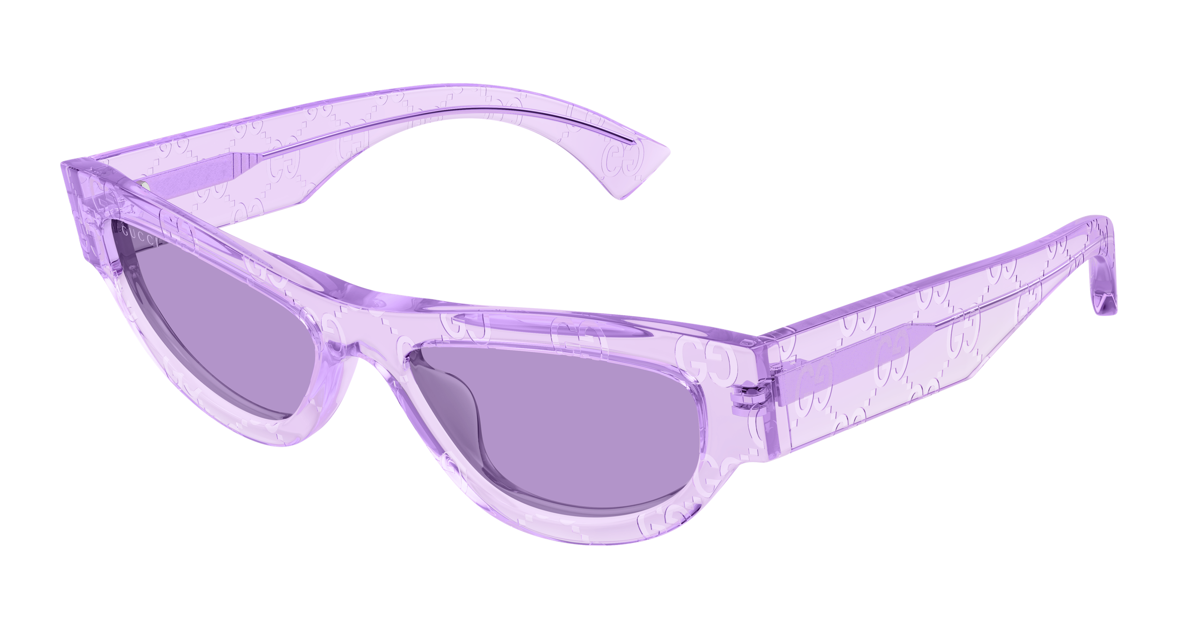 Gucci Pink Transparent Violet Sunglasses Gucci Womens Round/Oval Gold Gold Violet Fashion Designer  main image 3