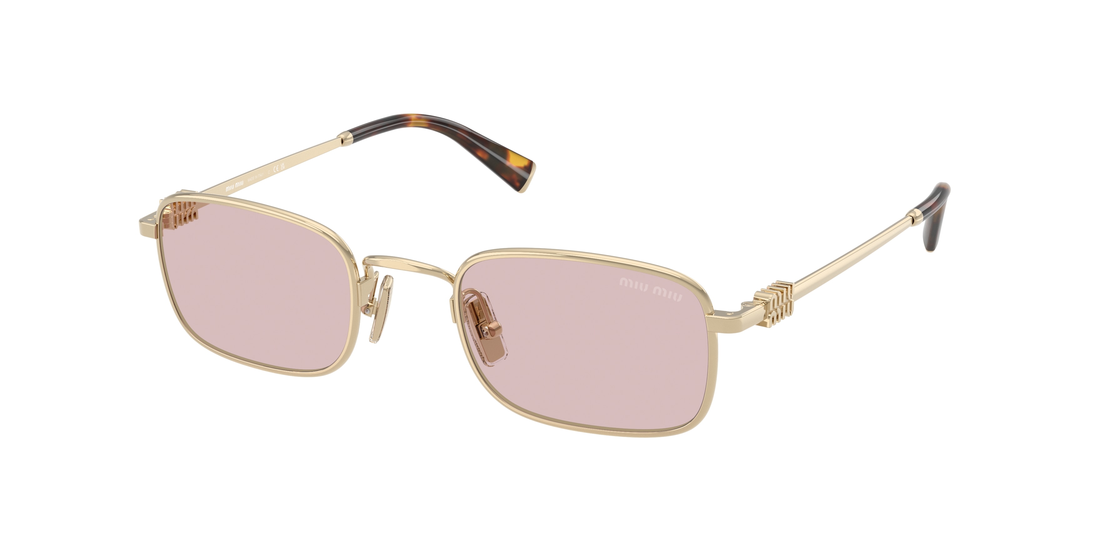 Miu Miu Women Sunglasses Gold Clear Gradient Grey Rectangle MUA53S 5AK04O Miu Miu MU A53S 5AK04O sunglasses - Gold main image 3