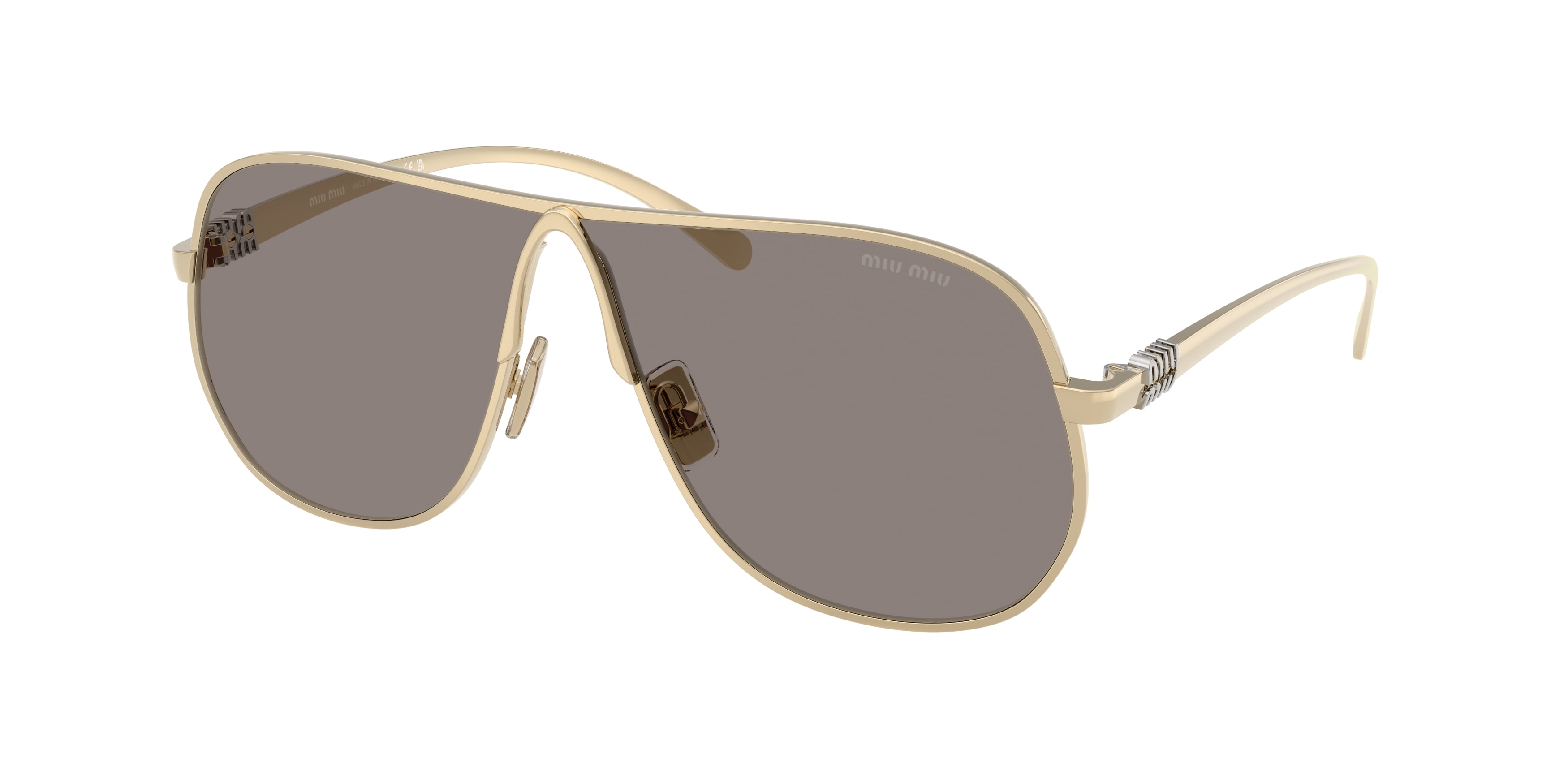 NEW MIU MIU SUNGLASSES MUA56S 5AK08N WOMEN GOLD MU A56S, SMU A56 EYEWEAR Miu Miu MU A56S 5AK08N Gold Sunglasses for Woman - LookerOnline main image 3