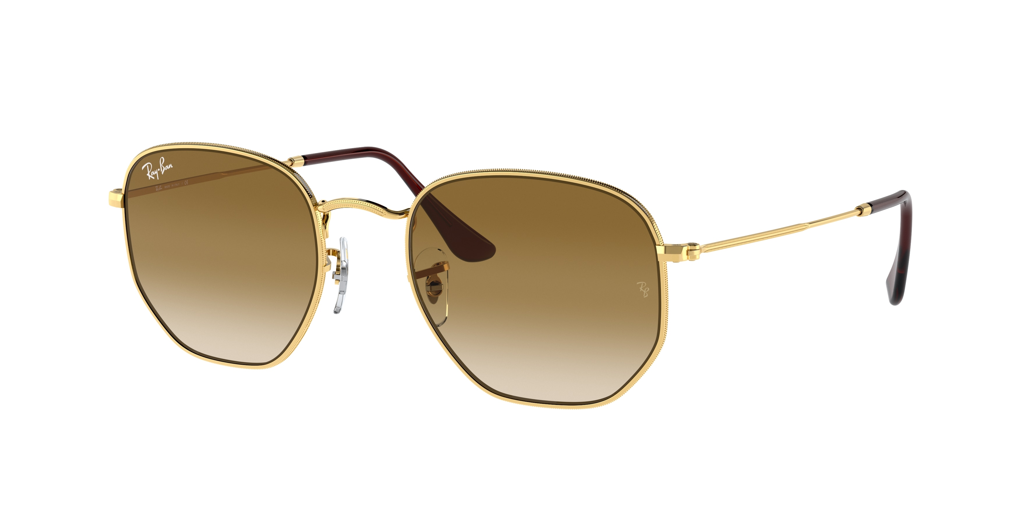 Ray ban hexagonal black and gold hotsell