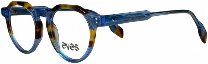 round eyeglasses by EYES.NYC eyewear online and in store in Brooklyn model CO1142 in transparent blue and light havana