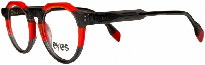 Round eyeglass frame by EYES.NYC Brooklyn model CO1142 in transparent red and grey